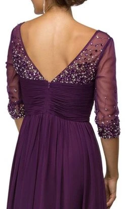 Formal Gowns Dancing Queen - Bejeweled Illusion V-Neck Evening Gown 8855 - 1 Pc Navy In Size M Available