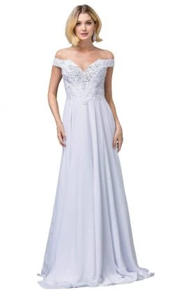 Dancing Queen Bridal - 137 Embellished Off-Shoulder A-line Gown Formal Gowns