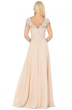 Dancing Queen - Cap Sleeve Floral Lace Prom Dress 4122 - 1 Pc Champagne In Size L And 1 Pc Mocha In Size L Available