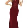Dancing Queen - Cap Sleeves Embroidered Trumpet Gown 2920 - 1 Pc Burgundy In Size M Available