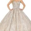 Dancing Queen - Embellished Strapless Sweetheart Ballgown 1453 - 1 Pc Silver/Gold In Size XS Available