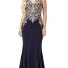 Dancing Queen - Embellished V-Neck Fitted Long Gown 2496 - 1 Pc Navy In Size S Available Formal Gowns
