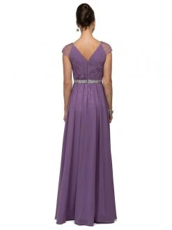 Dancing Queen Illusion Cap Sleeve Pleated V-Neck Chiffon Evening Dress 9182 Formal Gowns 7 Dancing Queen Illusion Cap Sleeve Pleated V-Neck Chiffon Evening Dress 9182 Formal Gowns