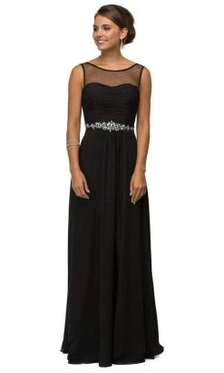 Dancing Queen - Illusion Chiffon A-line Dress 9541 - 1 Pc Black In Size XS Available