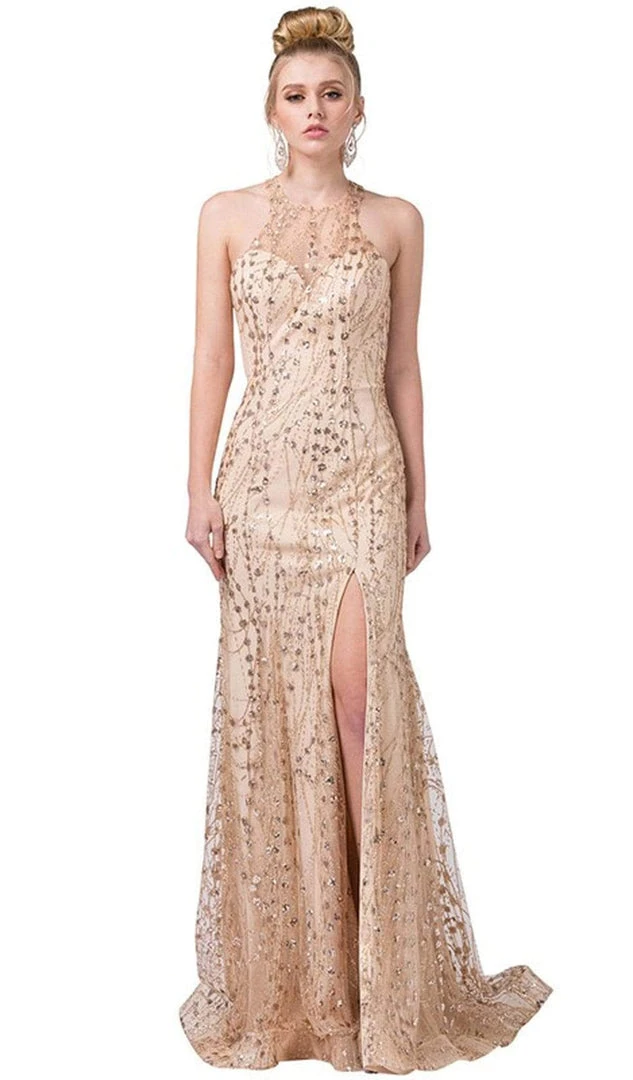 Dancing Queen - Illusion Halter Glitter Evening Gown 2618 - 1 Pc Gold In Size S Available 3 Dancing Queen - Illusion Halter Glitter Evening Gown 2618 - 1 Pc Gold In Size S Available