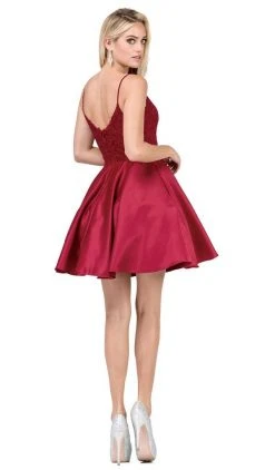 Dancing Queen - Jeweled Lace Bodice Homecoming Dress 3037 - 1 Pc Burgundy In Size 3XL Available