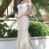 Dancing Queen - Lace Sequin Mermaid Prom Gown 2995 - 1 Pc Champagne In Size S Available Formal Gowns