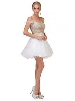 Dancing Queen Off Shoulder Embellished Cocktail Dress 2130 - 1 Pc Black In Size L Available Cocktail Dresses