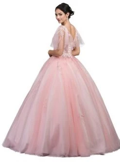 Dancing Queen - Sheer Butterfly Sleeve Embellished Quinceanera Ballgown 1203 - 1 Pc Blush In Size S Available 9 Dancing Queen - Sheer Butterfly Sleeve Embellished Quinceanera Ballgown 1203 - 1 Pc Blush In Size S Available