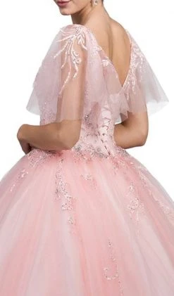 Dancing Queen - Sheer Butterfly Sleeve Embellished Quinceanera Ballgown 1203 - 1 Pc Blush In Size S Available 8 Dancing Queen - Sheer Butterfly Sleeve Embellished Quinceanera Ballgown 1203 - 1 Pc Blush In Size S Available