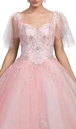 Dancing Queen - Sheer Butterfly Sleeve Embellished Quinceanera Ballgown 1203 - 1 Pc Blush In Size S Available 7 Dancing Queen - Sheer Butterfly Sleeve Embellished Quinceanera Ballgown 1203 - 1 Pc Blush In Size S Available