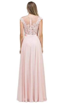 Dancing Queen - Sheer Floral A Line Long Gown 2121 - 1 Pc Champagne In Size S Available 9 Dancing Queen - Sheer Floral A Line Long Gown 2121 - 1 Pc Champagne In Size S Available