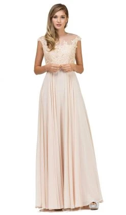 Dancing Queen - Sheer Floral A Line Long Gown 2121 - 1 Pc Champagne In Size S Available 11 Dancing Queen - Sheer Floral A Line Long Gown 2121 - 1 Pc Champagne In Size S Available