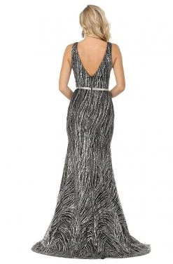 Formal Gowns Dancing Queen - Sleeveless Glitter Ornate Mermaid Gown 2943 - 1 Pc Black In Size 3XL Available
