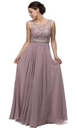 Dancing Queen - Sleeveless Lace Bodice Chiffon Prom Dress 9325 - 1 Pc Silver In Size XS Available Formal Gowns