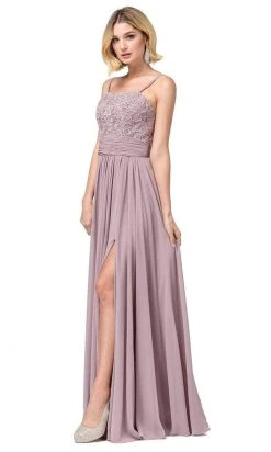Dancing Queen - Spaghetti Strap Lace Embroidered Dress 2789 - 1 Pc Mocha In Size XS Available Formal Gowns