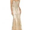 Formal Gowns Dancing Queen - Spaghetti Straps Sequin Long Gown 4118 - 2 Pcs Gold In Sizes Small And Medium Available