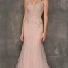 Formal Gowns Dave & Johnny A10388 - Embellished Bodice Plunging Neck Prom Dress 1 Formal Gowns Dave & Johnny A10388 - Embellished Bodice Plunging Neck Prom Dress