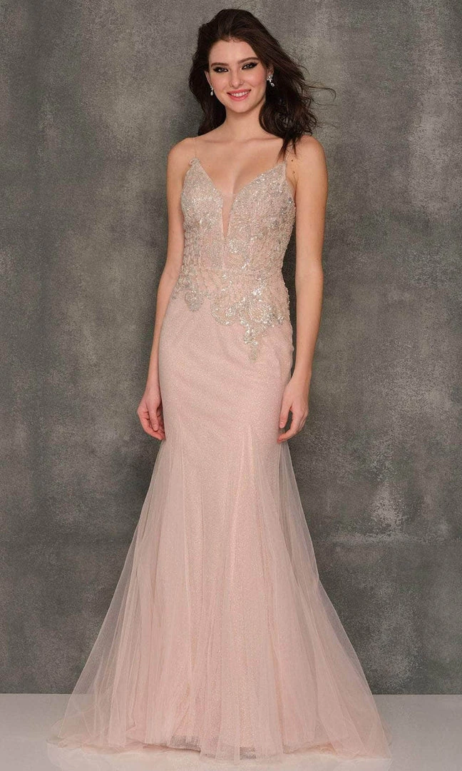 Formal Gowns Dave & Johnny A10388 - Embellished Bodice Plunging Neck Prom Dress 3 Formal Gowns Dave & Johnny A10388 - Embellished Bodice Plunging Neck Prom Dress
