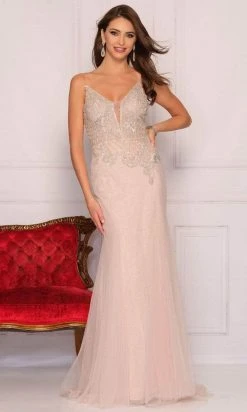 Formal Gowns Dave & Johnny A10388 - Embellished Bodice Plunging Neck Prom Dress 8 Formal Gowns Dave & Johnny A10388 - Embellished Bodice Plunging Neck Prom Dress