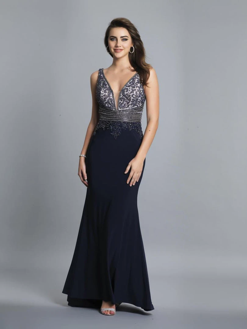 Dave & Johnny - Adorned Empire Waist Sleeveless Mermaid Gown A7429 - 1 Pc. Navy Blue In Size 4 And 1 Pc Emerald In Size 6 Available Formal Gowns 3 Dave & Johnny - Adorned Empire Waist Sleeveless Mermaid Gown A7429 - 1 Pc. Navy Blue In Size 4 And 1 Pc Emerald In Size 6 Available Formal Gowns
