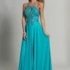 Dave & Johnny - Halter Cutout Draped A-Line Gown 2143 1 Dave & Johnny - Halter Cutout Draped A-Line Gown 2143
