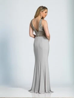 Dave & Johnny Intricately Beaded Illusion Paneled Dress - 1 Pc Gray In Size 8 Available