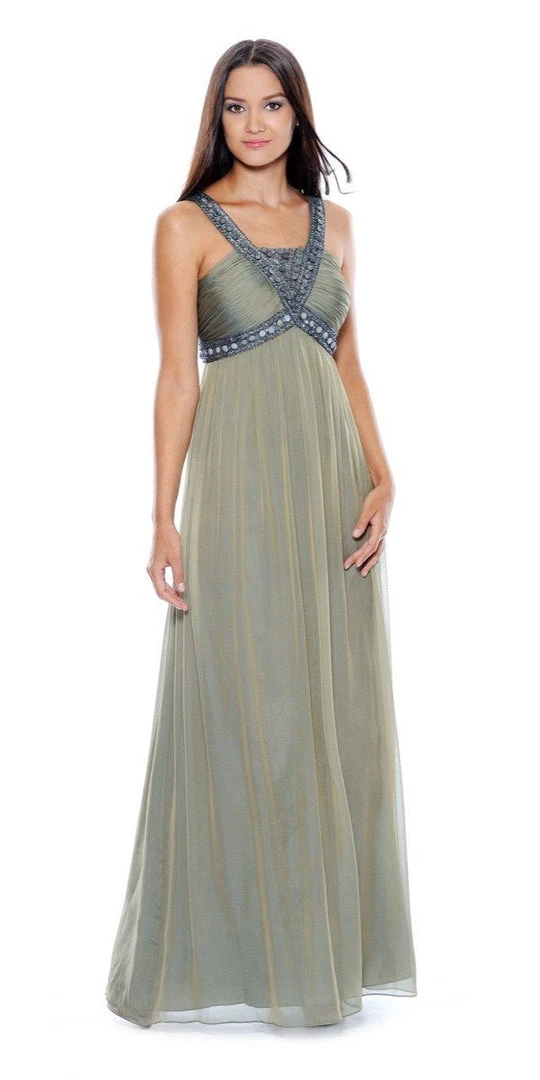 Formal Gowns Decode 1.8 - 180467 Metallic Studded Silk Chiffon A-Line Gown 3 Formal Gowns Decode 1.8 - 180467 Metallic Studded Silk Chiffon A-Line Gown