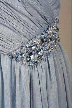 Formal Gowns Decode 1.8 - 181489 Surplice Ruched V-Neck Jeweled Chiffon Gown