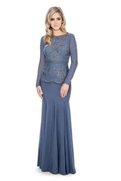 Decode 1.8 - 183951 Long Sleeve Pop Over Embellished Trumpet Gown