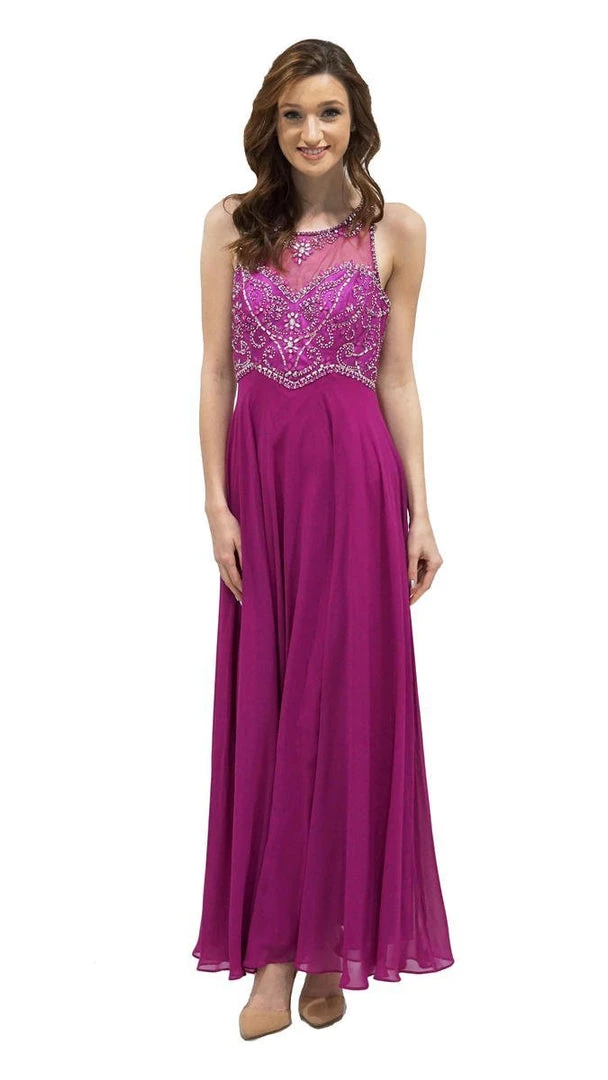 Formal Gowns Decode 1.8 - 184057 Beaded Embellished Racerback Flowy Evening Gown 3 Formal Gowns Decode 1.8 - 184057 Beaded Embellished Racerback Flowy Evening Gown