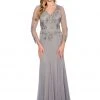 Decode 1.8 - 184244 Floral Embroidered Jersey Trumpet Dress Formal Gowns