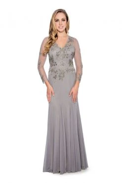 Decode 1.8 - 184244 Floral Embroidered Jersey Trumpet Dress Formal Gowns