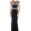 Formal Gowns Decode 1.8 - 184290 Embellished Bateau Velvet Trumpet Dress