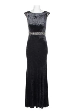 Formal Gowns Decode 1.8 - 184290 Embellished Bateau Velvet Trumpet Dress