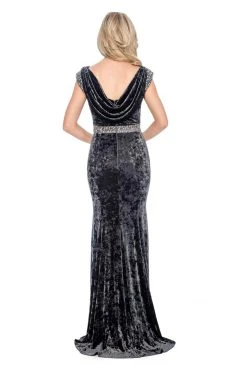 Formal Gowns Decode 1.8 - 184290 Embellished Bateau Velvet Trumpet Dress