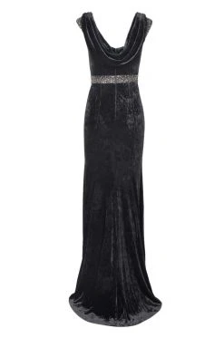 Formal Gowns Decode 1.8 - 184290 Embellished Bateau Velvet Trumpet Dress