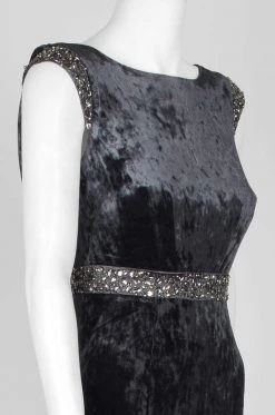 Formal Gowns Decode 1.8 - 184290 Embellished Bateau Velvet Trumpet Dress