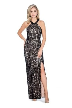 Decode 1.8 - 184400 Sequined Halter Dress With Back Cutouts Formal Gowns