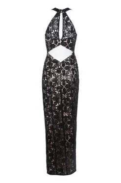 Decode 1.8 - 184400 Sequined Halter Dress With Back Cutouts Formal Gowns