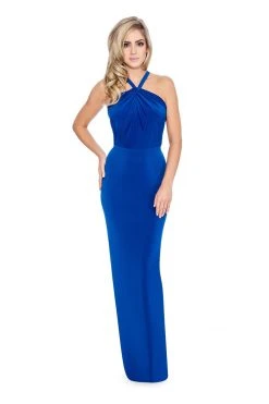 Formal Gowns Decode 1.8 - 184469 Halter Neck Flutter Jersey Column Dress