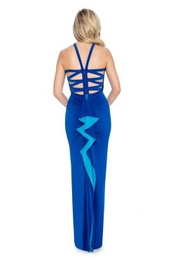 Formal Gowns Decode 1.8 - 184469 Halter Neck Flutter Jersey Column Dress