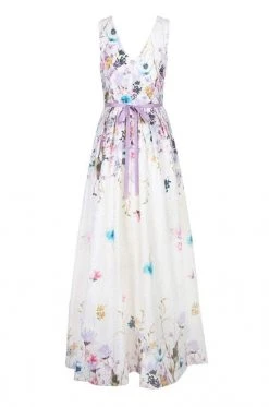 Decode 1.8 - 184552 French Floral Printed A-Line Long Dress