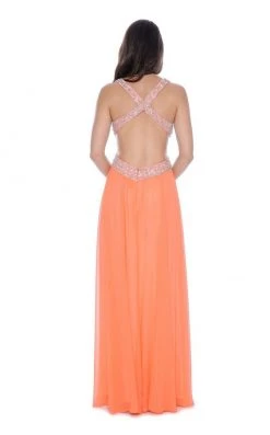 Formal Gowns Decode 1.8 - Bejeweled Strapped Cutout Back Evening Gown 182277