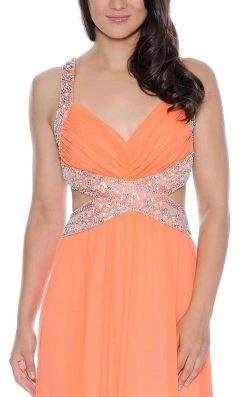 Formal Gowns Decode 1.8 - Bejeweled Strapped Cutout Back Evening Gown 182277