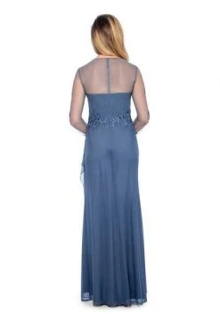 Formal Gowns Decode 1.8 - Jersey Knit Dress With Floral Lace Applique 183577 - 1 Pc Slate In Size 2 Available