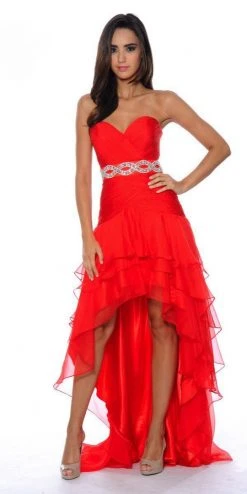 Decode 1.8 - Jeweled Waist High Low Sweetheart Dress 182487 Formal Gowns