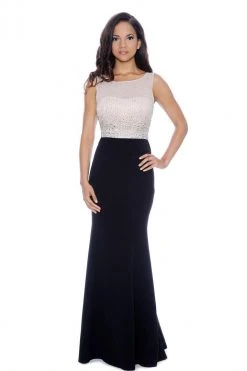 Formal Gowns Decode 1.8 - Rhinestones Beaded Top Two-Toned Evening Dress 182928