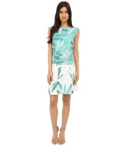 Donna Morgan - 4247M Aquarelle Cap Sleeve Drop Waist Dress - 2 Pcs Jade Multi In Sizes 10 And 12 Available