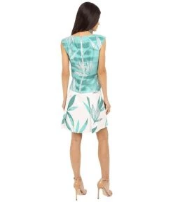 Donna Morgan - 4247M Aquarelle Cap Sleeve Drop Waist Dress - 2 Pcs Jade Multi In Sizes 10 And 12 Available